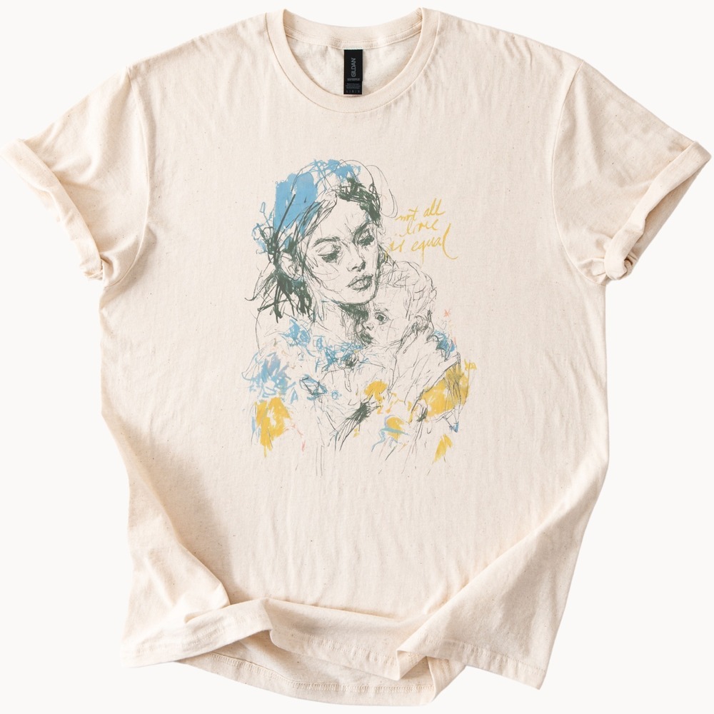 Mixed Media Portrait Graphic Tee with Watercolor Art Design